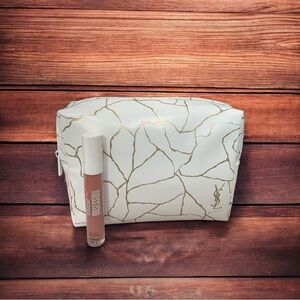 YSL-Yves Saint Laurent-Beaute Whitegold Cosmetic Bag with lip gloss